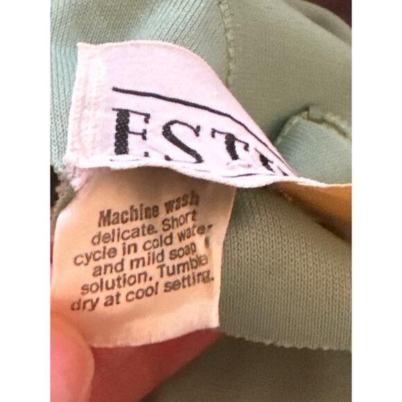 ESTINO VTG 60/70’s Disco Retro Lime Embroidered Flowers Flare Leg Jumpsuit 13/14 - Picture 12 of 16